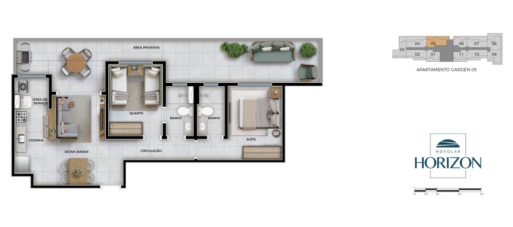 Suíte principal NOVOLAR HORIZON - Apartamento 2 quartos serrano bh