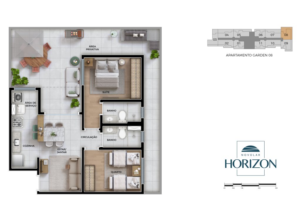 Cozinha planejada NOVOLAR HORIZON - Apartamento 2 quartos serrano bh