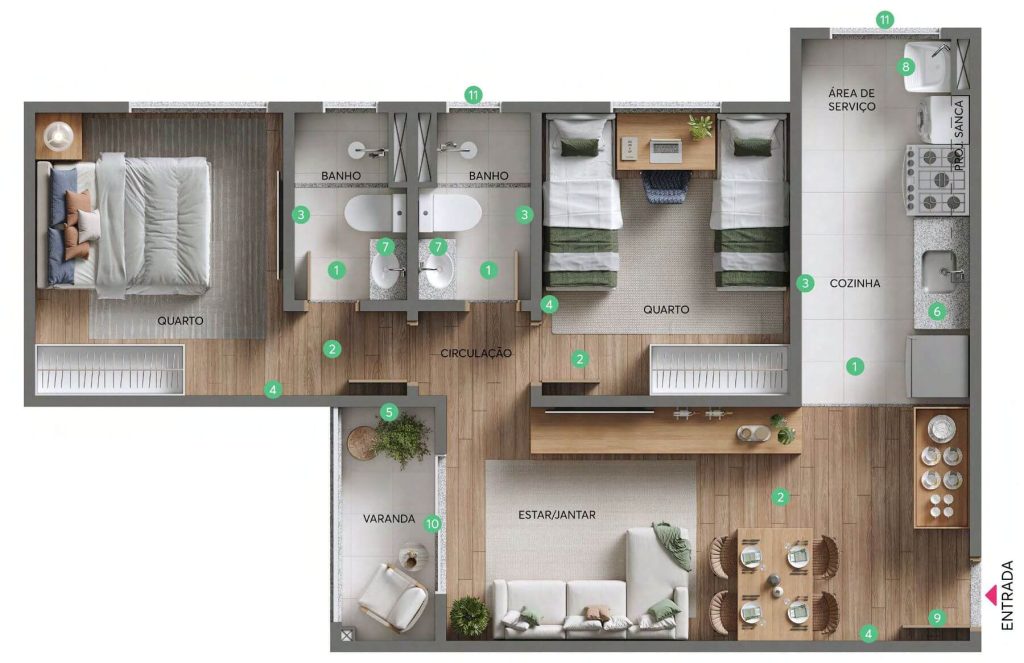 Planta do apartamento MATA DAS CASTANHEIRAS - Apartamento 2 quartos parque maceio contagem