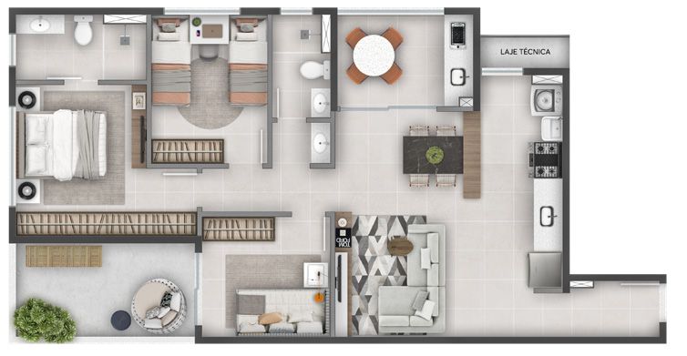 Planta do apartamento SENSIA SERRA - Apartamento 2 quartos serra bh