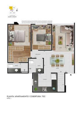 Sala de estar CAMILLE CLAUDEL - Apartamento 2 quartos castelo bh