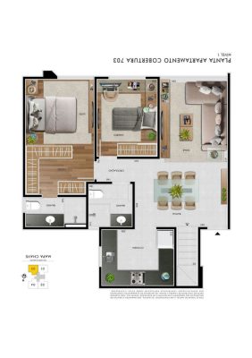 Planta do apartamento CAMILLE CLAUDEL - Apartamento 2 quartos castelo bh