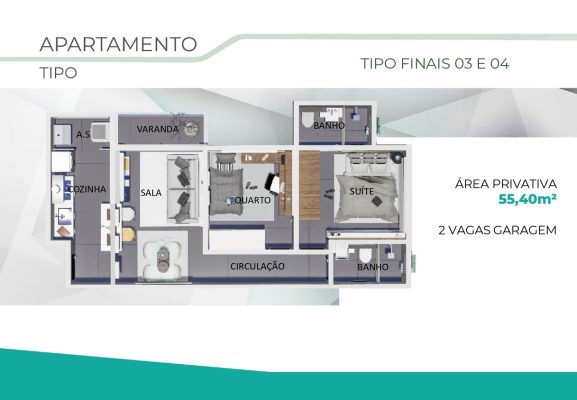 Apartamento 2 quartos Liberty Santa Mônica
