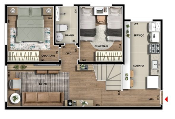 Planta do apartamento RENAULT ISTAMBUL - Apartamento 2 quartos sao damiao vespasiano