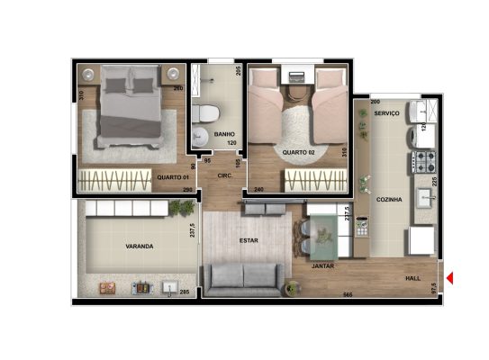 Cozinha planejada RENAULT ISTAMBUL - Apartamento 2 quartos sao damiao vespasiano