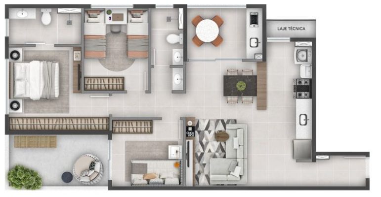 Planta do apartamento SENSIA SERRA - Apartamento 2 quartos serra bh