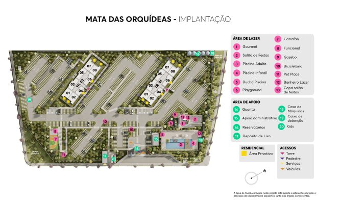 Planta de implantação - Mata das Orquídeas - Apartamento 2 quartos no Parque Maceió, Contagem