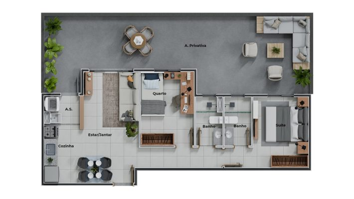 Planta do apartamento (unidade 103) - Altus Residence - Apartamento 2 quartos no Arvoredo, Contagem