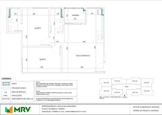 Planta baixa do apartamento - opção 1 - Mata das Orquídeas - Apartamento 2 quartos no Parque Maceió, Contagem