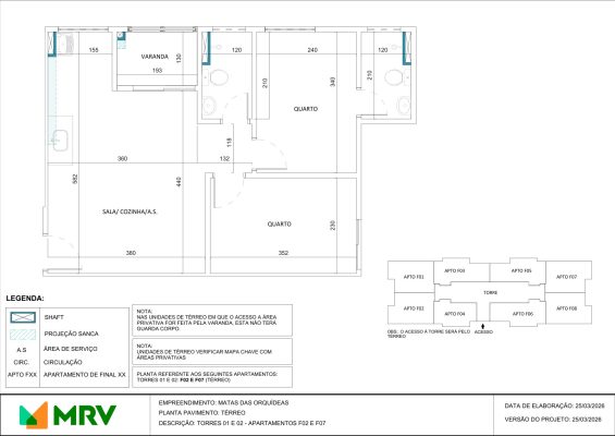 Planta baixa do apartamento - opção 2 - Mata das Orquídeas - Apartamento 2 quartos no Parque Maceió, Contagem