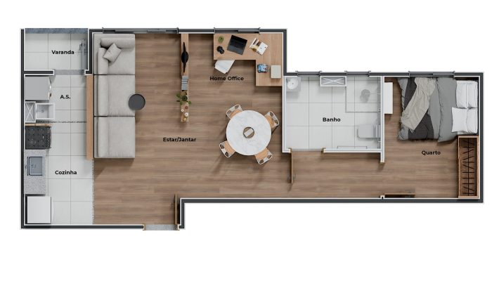 Planta do apartamento PCD acessível - Altus Residence - Apartamento 2 quartos no Arvoredo, Contagem