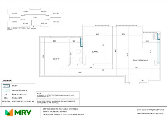 Planta baixa do apartamento - opção 5 - Mata das Orquídeas - Apartamento 2 quartos no Parque Maceió, Contagem