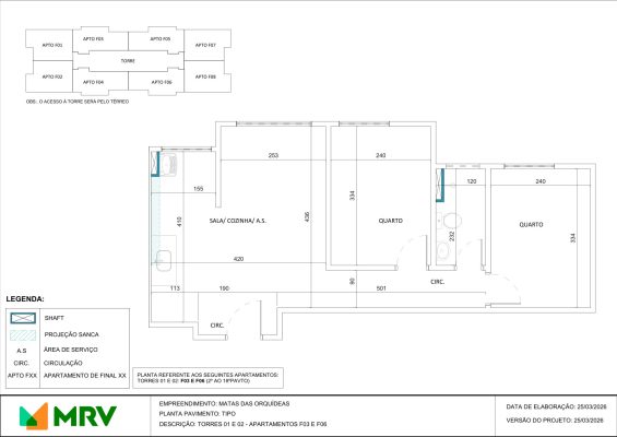 Planta baixa do apartamento - opção 8 - Mata das Orquídeas - Apartamento 2 quartos no Parque Maceió, Contagem