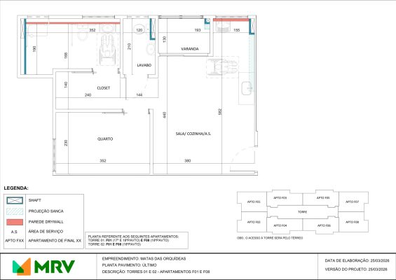 Planta baixa do apartamento - opção 10 - Mata das Orquídeas - Apartamento 2 quartos no Parque Maceió, Contagem