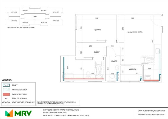 Planta baixa do apartamento - opção 11 - Mata das Orquídeas - Apartamento 2 quartos no Parque Maceió, Contagem